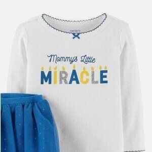 Carter's Hanukkah Outfit For Girls Bodysuit & Tutu Pant Set 12 Month New
